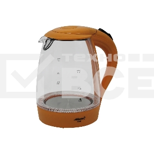 Чайник электрический ATLANTA ATH-2461 оранжевый, стекло, 1,7 л, 2000 Вт, иллюминация