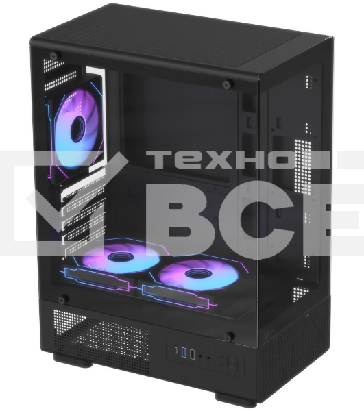 Корпус Formula Crystal Z1CM Plus AR v2 черный без БП mATX 5x120мм 1xUSB3.0 audio bott PSU