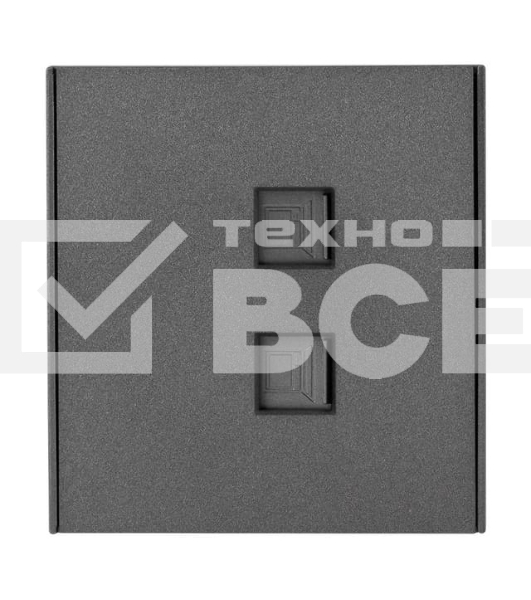 Розетка Kranz STRONG компьютерная двойная RJ45+RJ45 кат6 с/у графит