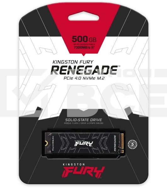 Накопитель SSD Kingston FURY Renegade, 500GB, M.2 2280, PCIe 4.0 x4, NVMe, R/W 7300/3900