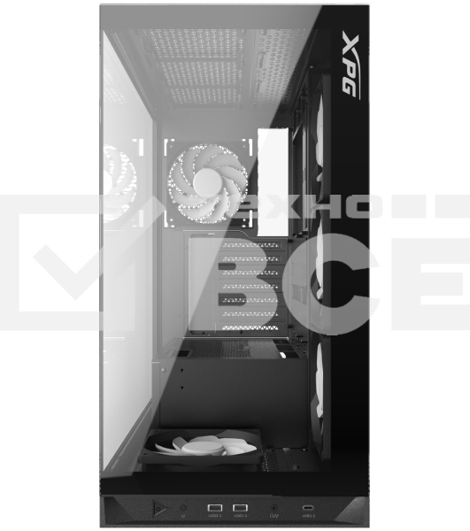 Компьютерный корпус XPG INVADER X BLACK (INVADERXMT-BKCWW) Mid-Tower Gaming ATX PC Case with Panoramic View, Tempered Glass Panels, and RGB Lighting Black