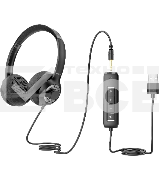 Наушники с микрофоном Acer OHW309 черный 1.6м накладные USB оголовье (ZL.HDSEE.004)