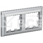 Рамка 2-местная IEK BRITE РУ-2-Бр DECOR 3D-форма алюминий/алюминий, фото 1