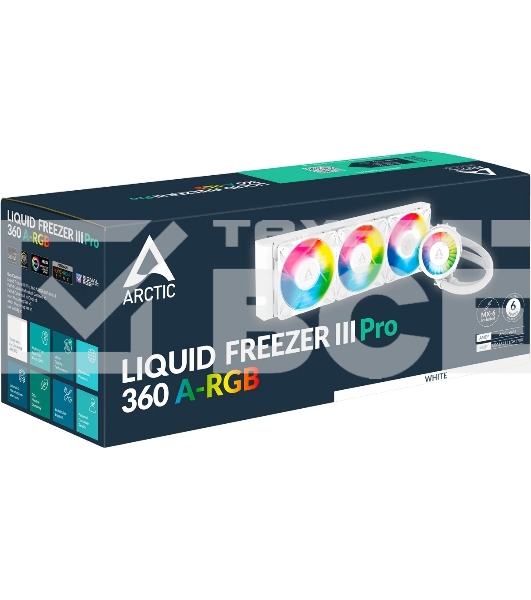 Система жидкостного охлаждения Arctic Cooling Liquid Freezer III Pro 360 ARGB Whte ACFRE00188A белый 120мм алюминий+медь 2500rpm 31db 4-pin