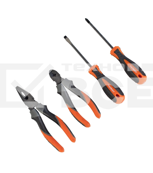 Набор инструментов Patriot 4 в 1 SPS-4: отвертки SL6*100, PH2*100, пассатижи 180мм, кусачки 160мм