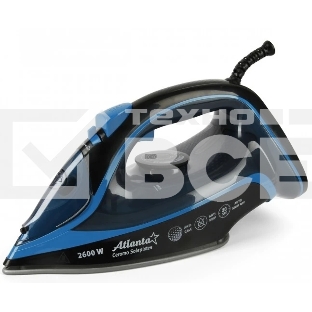Утюг Atlanta ATH-5581 черный/синий, 2600 Вт, 32 г/мин, 89 г/мин, 380 мл