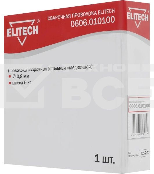 Проволока сварочная ELITECH 0606.010100 (стальная омедненная) 0.8мм масса 5кг