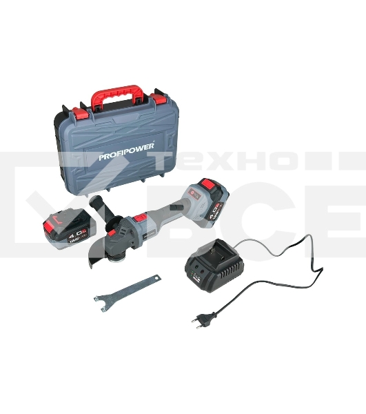 Угловая шлифовальная машина (УШМ) бесщеточная ProfiPower MKDGA-18V (Li-ion-2шт, 4.0А·ч, 125 мм, 0-9000 об/мин, З/У, в кейсе)