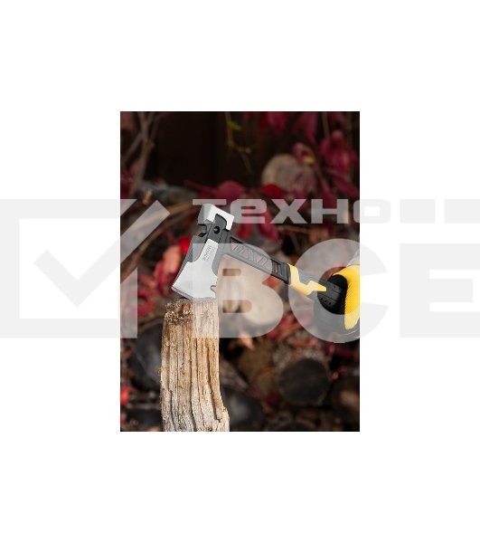 Топор цельнокованый Denzel 600 г, двухкомпонентная обрезиненная рукоятка