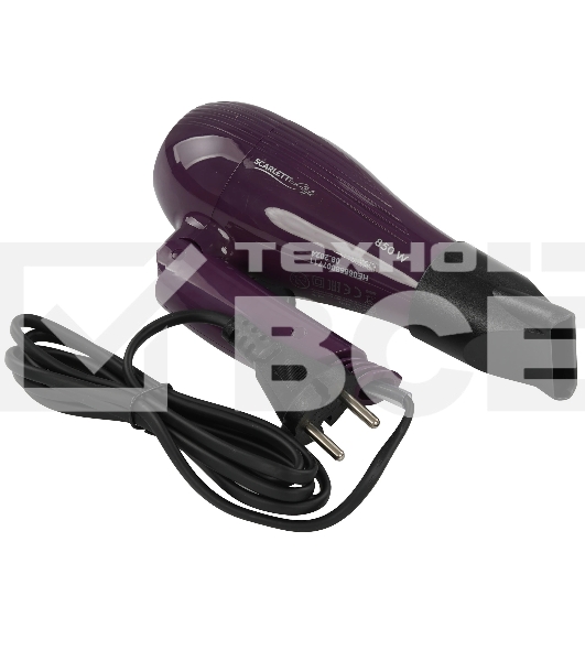 Фен Scarlett SC-HD70T24 фиолетовый/черный, 850 Вт, компактный