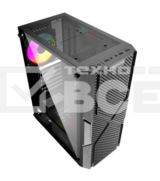 Компьютерный корпус Powercase Mistral T4B, Tempered Glass, 4x 120мм 5-color fan, черный, ATX (CMITB-L4)