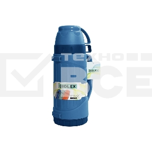 Термос Diolex DXP-600-3BU 600 мл, синий, пластиковый со стеклянной колбой