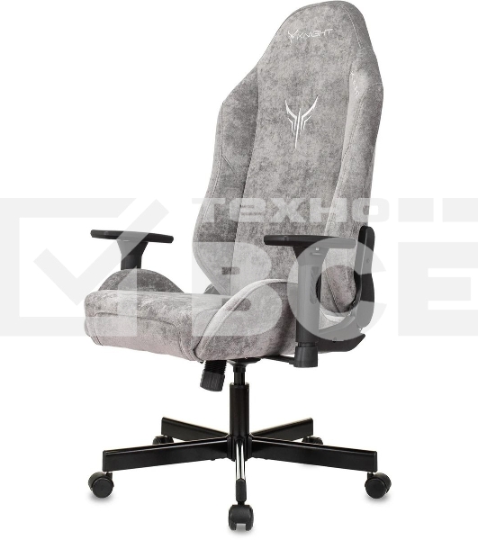 Кресло игровое Knight N1 Fabric серый Light-19 с подголов. крестовина металл