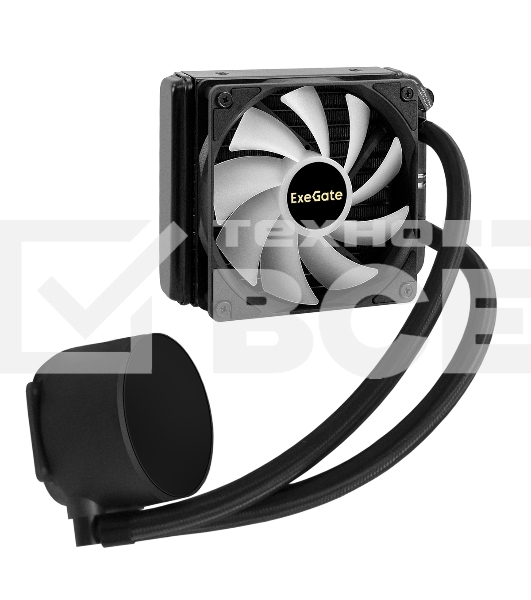 Комплект водяного охлаждения ExeGate BlackWater-120V3.PWM.ARGb (3 PIN 5V ADDRESSABLE RGb подсветка, LGA2066/2011/1366/1150/1151/1155/1156/1200/1700/1851/AM4/AM5/FM1/FM2/FM2+/AM2/AM2+/AM3/AM3+, TDP 150W, Fan 120мм 4pin PWM 600-1800RPM Hydro bearing, помпа 