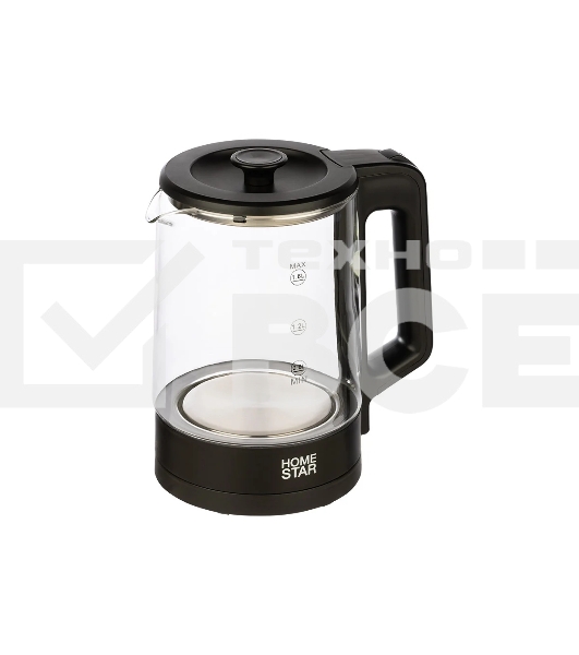 Чайник электрический Homestar HS-1008 1,8 л, стекло, черный