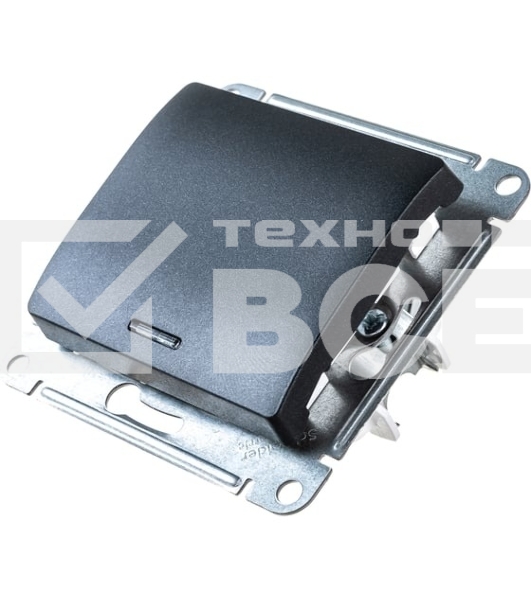 Выключатель 1-клавишныйс подсветкой, сх.1а, 10АХ, механизм, антрацит