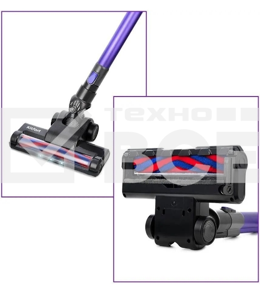 Пылесос вертикальный Kitfort КТ-5103 синий/серый, питание от аккумулятора, 60 Вт, уборка сухая, пылесборник 0.45 л, работа от АКБ max 30 мин.