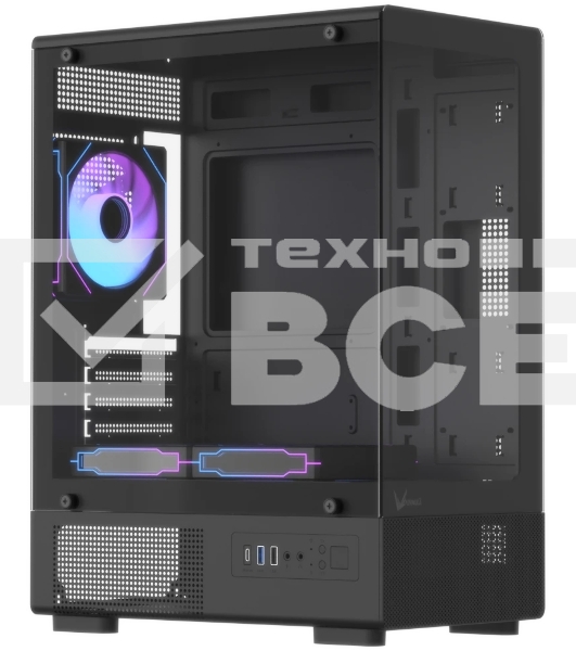 Корпус Formula Crystal Z1CM Plus AR v2 черный без БП mATX 5x120мм 1xUSB3.0 audio bott PSU