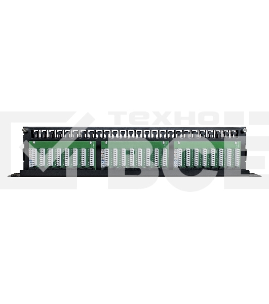 Патч-панель UTP 19' 48 port кат.5e ExeGate разъем KRONE&110 (dual IDC), 1U, RoHS, черный