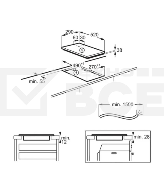 Варочная поверхность AEG HRB32310CB, черный