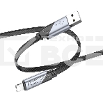 Кабель Hoco U119 Machine iP USB (m)-Lightning (m) 1.2м черный плоский коробка, фото 1