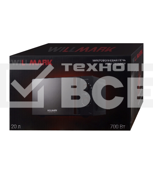Микроволновая печь Willmark WMO-203MMW матовый серый, 20 л, 700 Вт, переключатели - поворотный механизм
