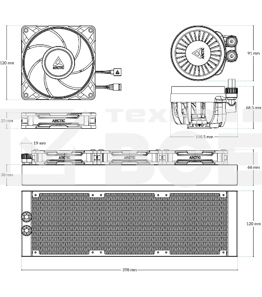 Система жидкостного охлаждения Arctic Cooling Liquid Freezer III Pro 360 ARGB Whte ACFRE00188A белый 120мм алюминий+медь 2500rpm 31db 4-pin