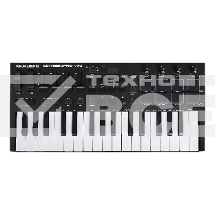 Клавиатура MIDI [OXYGENPROMINI] M-audio [Oxygen Pro Mini] 32 клавиши, 4 энкодера, 4 фейдера, 8 пэдов, 12 кнопок управления, колеса высоты тона и модуляции, smart control, auto-mapping, встроенный арпеджиатор, 1/4