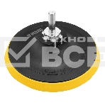 Тарелка опорная Denzel для дрели и УШМ с липучкой, 115 мм, стандартная, с адаптером c М14 на d8, фото 1