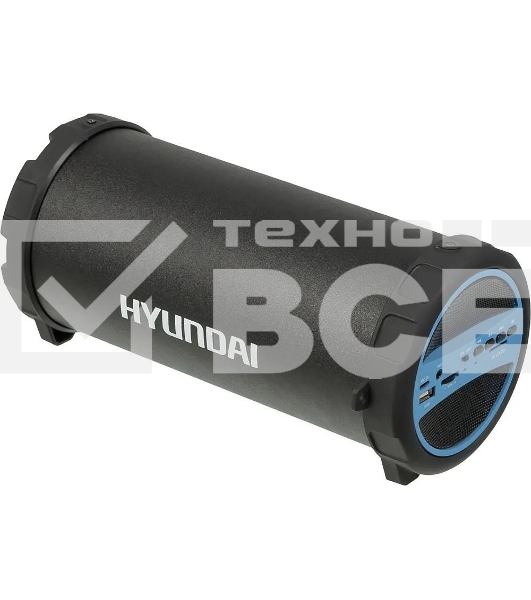 Колонка портативная Hyundai H-PAC220 черный/голубой 10W 1.0 BT/3.5Jack/USB