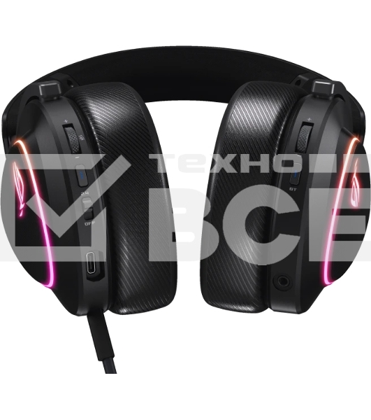 Гарнитура ASUS ROG Delta II чёрный, беспроводная + проводная, Bluetooth, подсветка