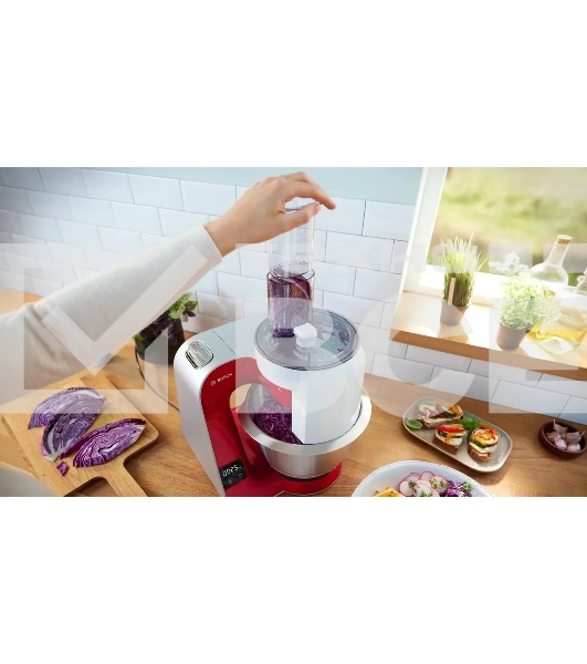 Кухонная машина Bosch MUM5X720 планетар.вращ. 1000Вт красный/серый