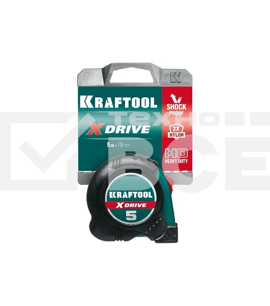 Рулетка с ударостойким обрезиненным корпусом KRAFTOOL X-Drive 5м / 19мм