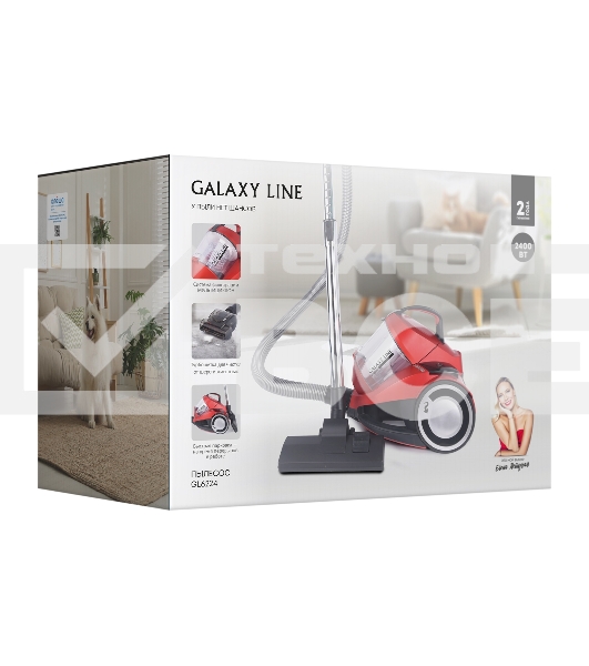 Пылесос Galaxy Line GL 6224 красный/черный, 300/2400 Вт, уборка сухая, пылесборник контейнер, 2 л