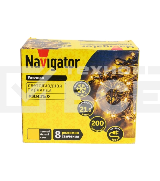 Гирлянда Navigator NGF-S01-200WW-10-21.5m-230-C8-BL-IP44