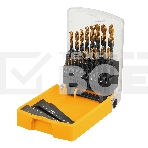 Набор сверл по металлу Denzel 1-10 мм, HSS-Tin, Golden Tip, 19 шт, фото 1