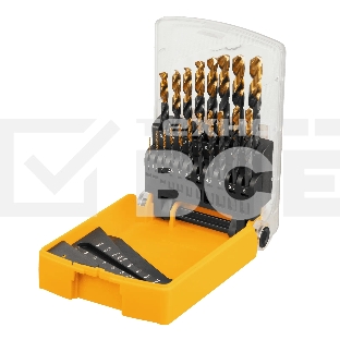 Набор сверл по металлу Denzel 1-10 мм, HSS-Tin, Golden Tip, 19 шт