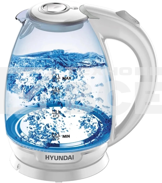 Чайник электрический Hyundai HYK-G2409 1.7л. 2200Вт белый/серебристый (корпус: стекло)