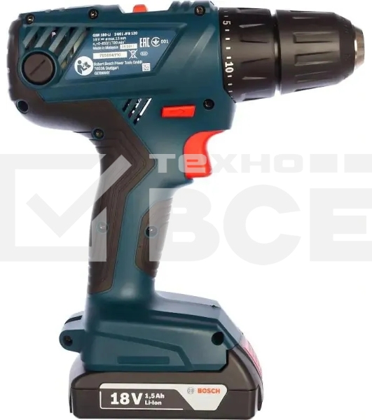 Дрель-шуруповерт Bosch GSR 180 LI 06019F8109, Аккумуляторная, 2 АКБ, Кейс