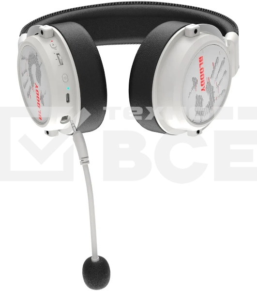 Наушники с микрофоном A4Tech Bloody MR590 Sports белый/черный 1.5м мониторные BT/Radio/3.5mm оголовье (MR590+ WIRED/SPORT WHITE)