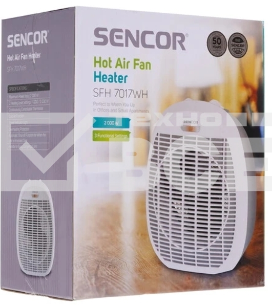Тепловентилятор Sencor SFH 7017WH, белый, 2000 Вт, 20 м2, термостат