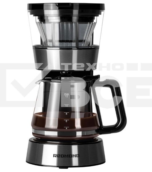 Кофеварка капельная Redmond CM700 черный, исп. кофе - молотый, 1.2 л, 900 Вт