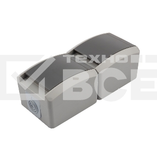 Блок из 2 розеток вертикальный Kranz INDUSTRIAL открытой установки с заземлением, IP54 серый