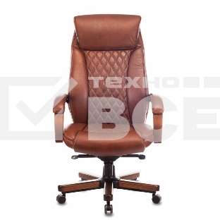 Кресло руководителя Бюрократ T-9924WALNUT светло-коричневый Leather Eichel, кожа, с подголов. крестовина металл/дерево