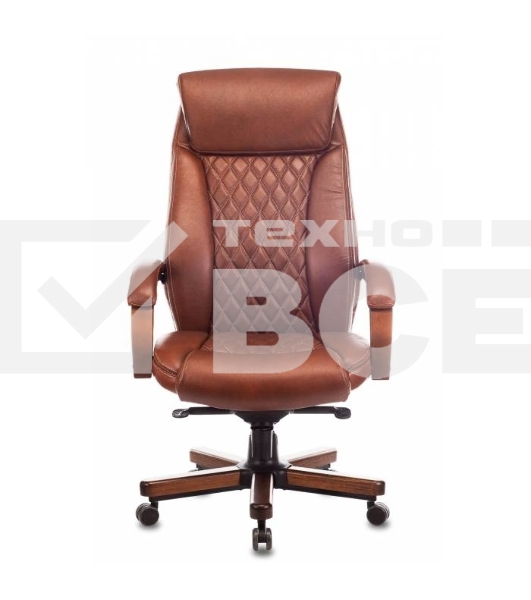 Кресло руководителя Бюрократ T-9924WALNUT светло-коричневый Leather Eichel, кожа, с подголов. крестовина металл/дерево