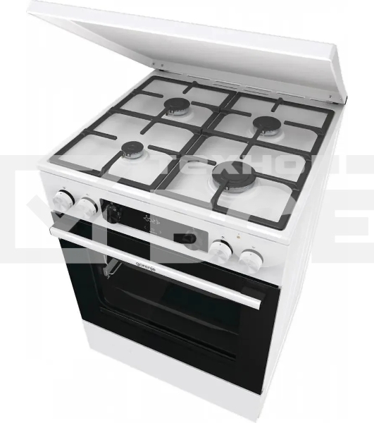 Плита комбинированная Gorenje GKS6C71WF белый, конфорок 4 газовых, духовка 71 л, 60 см x 85 см x 60 см