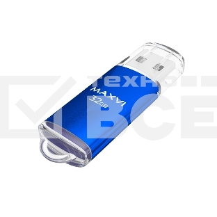 Флеш диск Maxvi MP 32GB USB 2.0 blue, монолит с колпачком, металл + ABS пластик