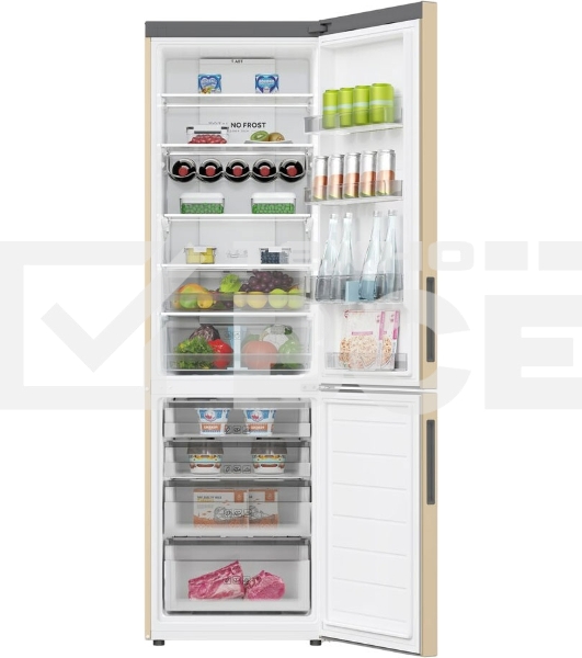 Холодильник Haier C2F637CGGU1 золотистый, двухкамерный, 278/108л, морозилка снизу, No Frost