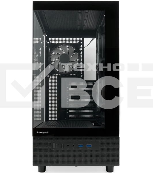 Компьютерный корпус HSPD F710, Panoramic Mid Tower, черный, TG, 0.5 SPCC, 3x120мм ARGb E-ATX, ATX, mATX, mITX 185/395/270мм 2x2.5