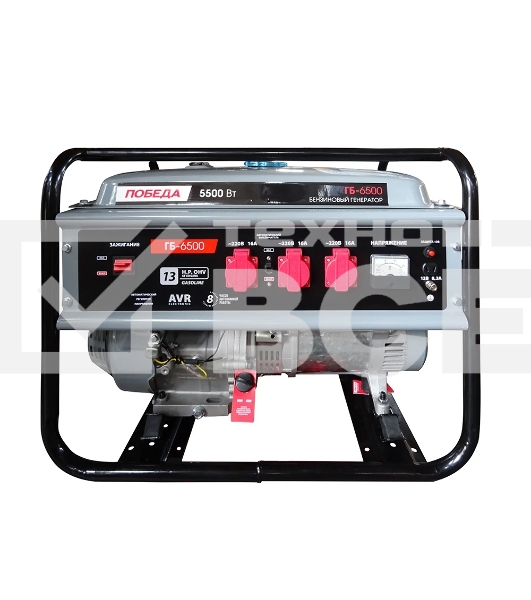 Электрогенератор бензиновый Победа ГБ 6500, 5.5 кВт, 78 дБ, 65 кг